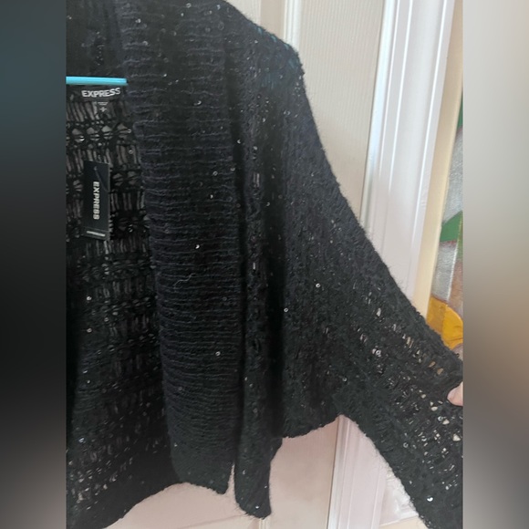 NWT EXPRESS sequin black cardigan size small - Picture 2 of 4